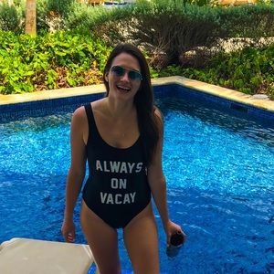 ALWAYS ON VACAY black one piece swimsuit